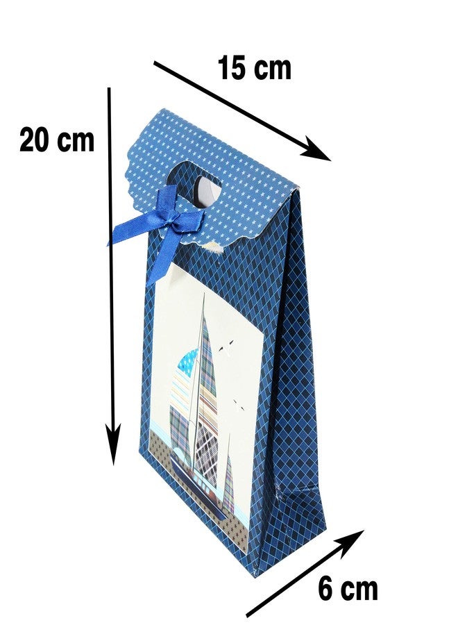 Jades : Printed Gift Bags Pack of 12 Medium (Blue) - Image 2